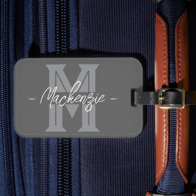 Étiquette À Bagage Monogramme de nom personnalisé initial en gras (Insitu Rectoal 4)
