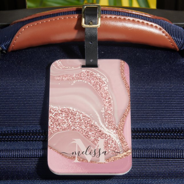 Étiquette À Bagage Monogramme de Parties scintillant chic or Rose mod (Insitu Rectoal 2)