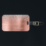 Étiquette À Bagage Monogramme de Parties scintillant d'argent en méta<br><div class="desc">Or rose - Blush Pink and Silver Faux Foil Metallic Sparkle Parties scintillant brossé Monogramme en métal Nom et étiquette initiale de sac ou de bagage. Cela rend le cadeau parfait pour 16 ans, mariage, douche nuptiale, anniversaire, baby shower ou bachelorette pour quelqu'un qui aime le luxe glam et les...</div>
