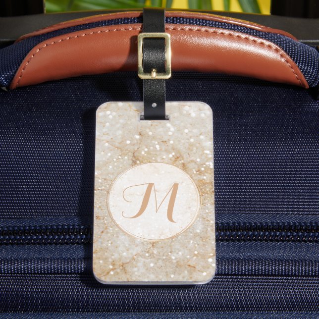 Étiquette À Bagage Monogramme de Parties scintillant de verre (Insitu Rectoal 2)