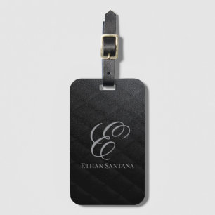 Étiquette À Bagage Monogramme de Parties scintillant noire