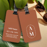 Étiquette À Bagage Monogramme de pilule minimaliste moderne - Terra C<br><div class="desc">Un design tendance et élégant pour votre tag. Des lignes modernes et minimes en font un ajout élégant à vos bagages ou à votre sac.</div>