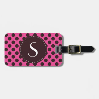 Étiquette À Bagage Monogramme de point de polka de roses indien