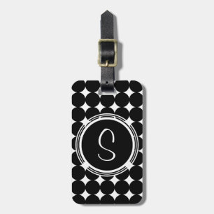 Étiquette À Bagage Monogramme de point Polka Noir