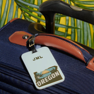 Étiquette À Bagage Monogramme de silhouette rétro de l'Oregon