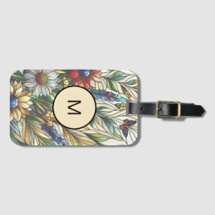 Étiquette À Bagage Monogramme de terrain Fleur sauvage de conception