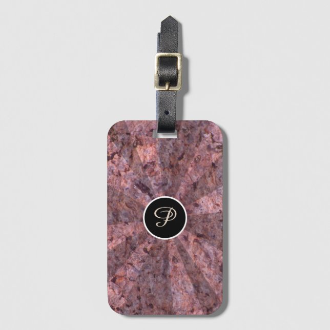 Étiquette À Bagage Monogramme de texture de roche rose des poutres cl (Devant Vertical)