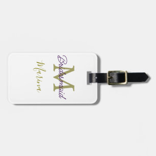 Étiquette À Bagage Monogramme de tribu de mariée simple en or pour la