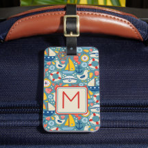 Monogramme de vie marine mignonne