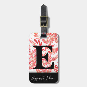Étiquette À Bagage Monogramme de Voyage Floral rose Fille moderne