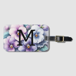 Étiquette À Bagage Monogramme dentelle fleurie rose pourpre vitres fl