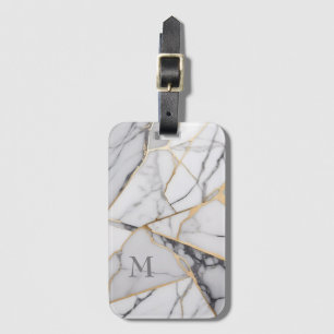 Étiquette À Bagage Monogramme des accents dorés en marbre fissuré