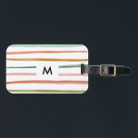 Étiquette À Bagage Monogramme des rayures d'aquarelle<br><div class="desc">Customisez votre monogramme avec un ou deux initiales.</div>