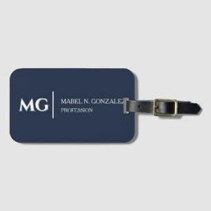 Étiquette À Bagage Monogramme élégant et tendance en noir et blanc mo