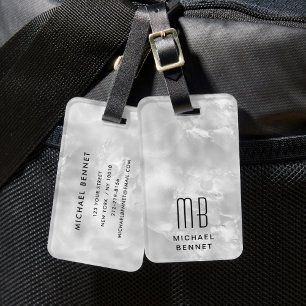 Étiquette À Bagage Monogramme Élégant Gris