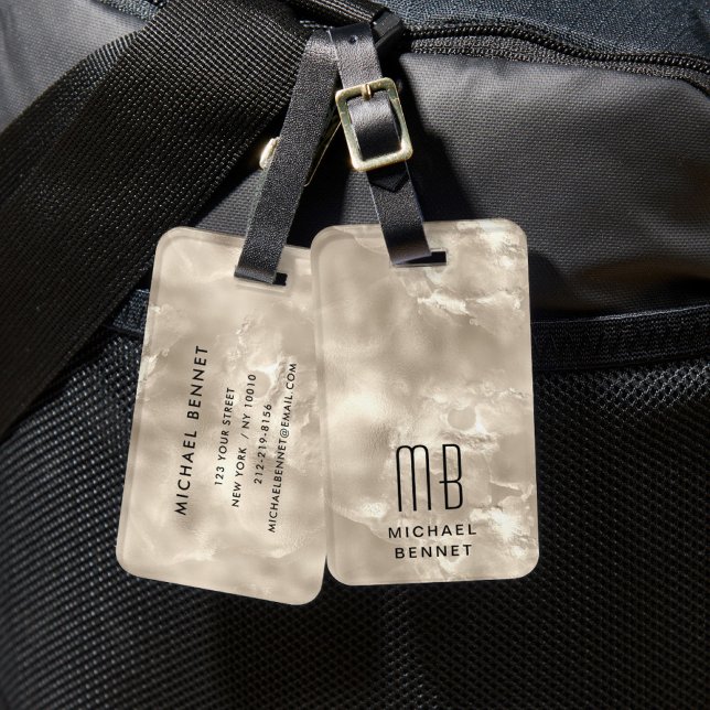 Étiquette À Bagage Monogramme Élégant Ivoire (Elegant Monogram Ivory Luggage Tag
)