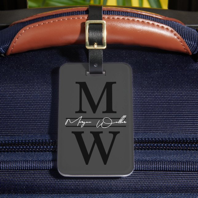 Étiquette À Bagage Monogramme Élégant Nom (Insitu Rectoal 2)