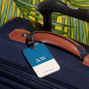 Étiquette À Bagage monogramme élégant personnalisé Ocean