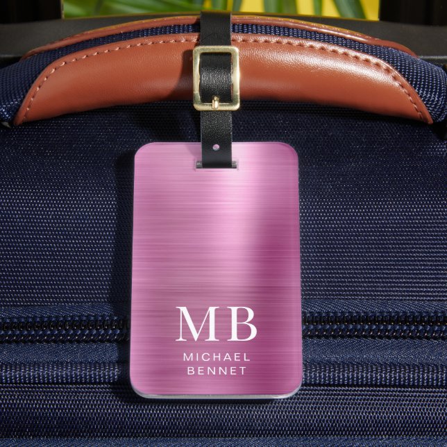 Étiquette À Bagage Monogramme Élégant Rose (Insitu Rectoal 2)