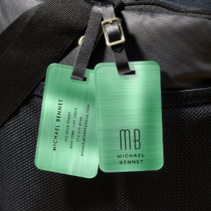 Étiquette À Bagage Monogramme élégant vert