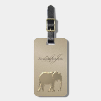 Étiquette À Bagage Monogramme Eléphant Doré