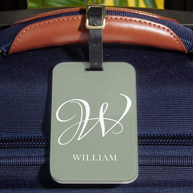 Étiquette À Bagage Monogramme Émeraude Élégant Personnalisé Initial (Insitu Rectoal 2)