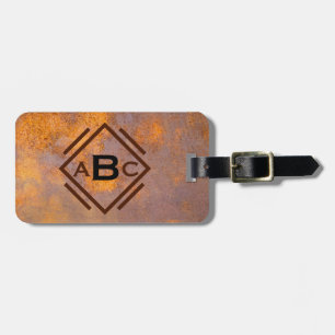Étiquette À Bagage Monogramme en acier rouillé