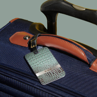 Étiquette À Bagage Monogramme en cuir numérique Brown turquoise en ti