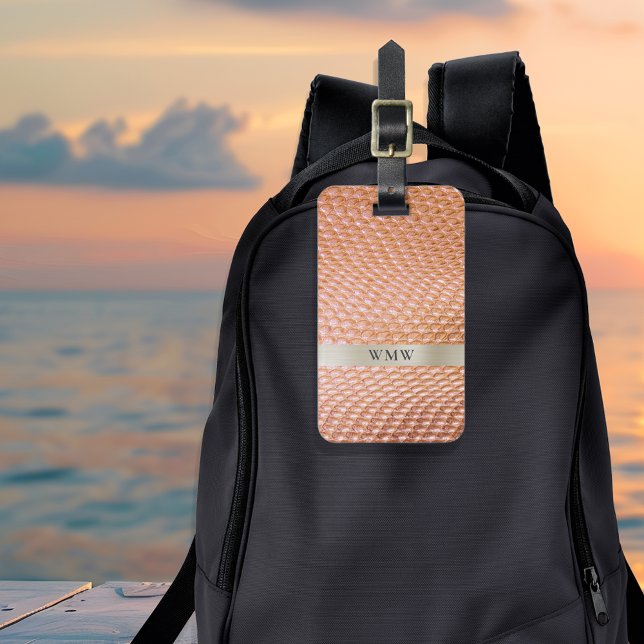Étiquette À Bagage Monogramme en Cuir numérique Snakeskin (Créateur téléchargé)