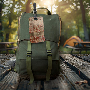 Étiquette À Bagage Monogramme en cuivre en cuir ivoire rouge