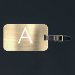 Étiquette À Bagage Monogramme en métal brossé de luxe Nom initial<br><div class="desc">Monogramme d'huile en métal brossé de luxe Nom et étiquette de bagage initiale. Cette étiquette de sac est parfaite pour le retour à l'école,  le travail ou le voyage.</div>
