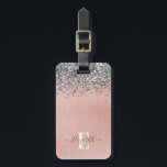 Étiquette À Bagage Monogramme en métal brossé rose glam Parties scint<br><div class="desc">Personnalisez cette étiquette de bagage avec votre nom monogramme. Arrière - plan est un métal brossé or rose avec parties scintillant argent. Nom du monogramme à l'avant dans la police de script et l'adresse et le numéro de téléphone à l'arrière. Conçu pour vous par Blackberry Boulevard.</div>