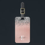 Étiquette À Bagage Monogramme en métal brossé rose glam Parties scint<br><div class="desc">Personnalisez cette étiquette de bagage avec votre nom monogramme. Arrière - plan est un métal brossé or rose avec parties scintillant argent. Nom du monogramme à l'avant dans la police de script et l'adresse et le numéro de téléphone à l'arrière. Conçu pour vous par Blackberry Boulevard.</div>