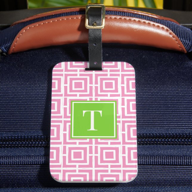 Étiquette À Bagage Monogramme en treillis carré Prépa – Rose & Citron (Insitu Rectoal 2)