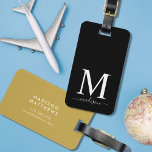 Étiquette À Bagage Monogramme et calligraphie avec Arrière - plan mod<br><div class="desc">Voyagez en style avec cette étiquette de bagages monogramme avec un monogramme serif et votre nom dans un script de calligraphie sur le devant. La couleur Arrière - plan sur l'avant et l'arrière est modifiable, cliquez sur customiser pour modifier la couleur Personnalisez-la en remplaçant le texte de l'espace réservé. Pour...</div>