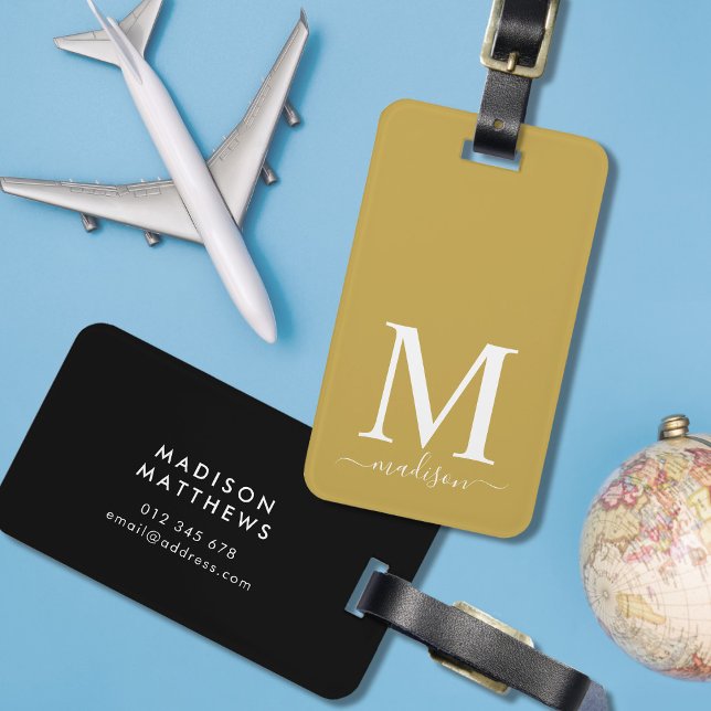 Étiquette À Bagage Monogramme et calligraphie avec Arrière - plan mod (Créateur téléchargé)