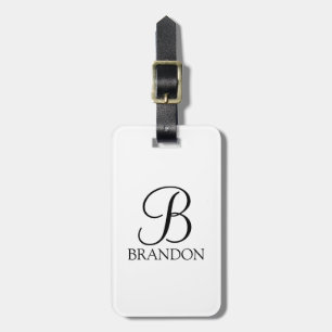 Étiquette À Bagage Monogramme et nom de script personnalisé