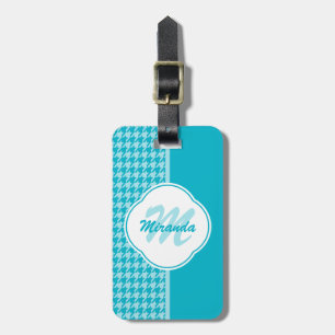 Étiquette À Bagage Monogramme et nom du pied de muscade turquoise mod