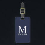 Étiquette À Bagage Monogramme et nom personnalisés bleu marine<br><div class="desc">Monogramme personnalisé et Nom Giftfeatures monogramme personnalisé et nom en blanc classique serif style de police sur arrière - plan bleu marine.

Parfait comme cadeau de vacances,  cadeau de fête des pères,  faveurs de réunion familiale,  merci cadeau pour les groomsmen et cadeau pour toutes les occasions spéciales.</div>