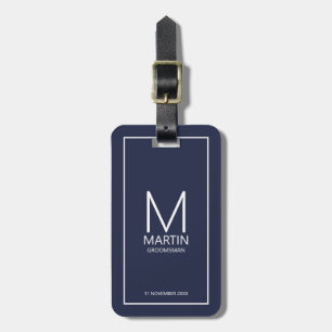 Étiquette À Bagage Monogramme et nom personnalisés de la marine Groom