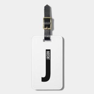 Étiquette À Bagage Monogramme et nom personnalisés gras modernes