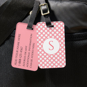 Étiquette À Bagage Monogramme et points colorés vifs