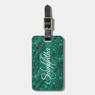 Étiquette À Bagage Monogramme fantaisie Émeraude Diamant