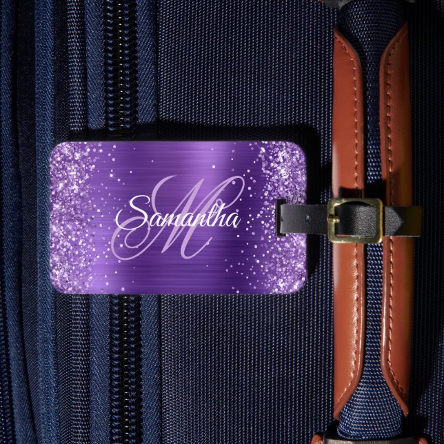 Étiquette À Bagage Monogramme fantaisie pailleté violet améthyste (Insitu Rectoal 4)