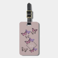 Monogramme féminin du motif de papillon W. - gris