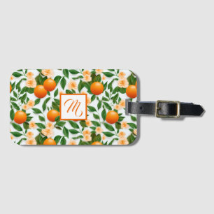 Étiquette À Bagage Monogramme Fleur d'Oranger Élégant