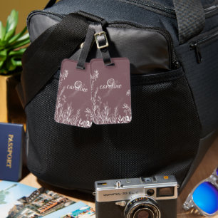 Étiquette À Bagage Monogramme fleur sauvage Doodles