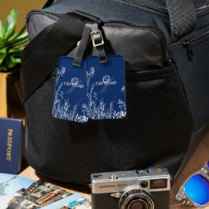Étiquette À Bagage Monogramme fleur sauvage Doodles