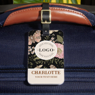 Étiquette À Bagage Monogramme floral botanique de fleurs sauvages à l