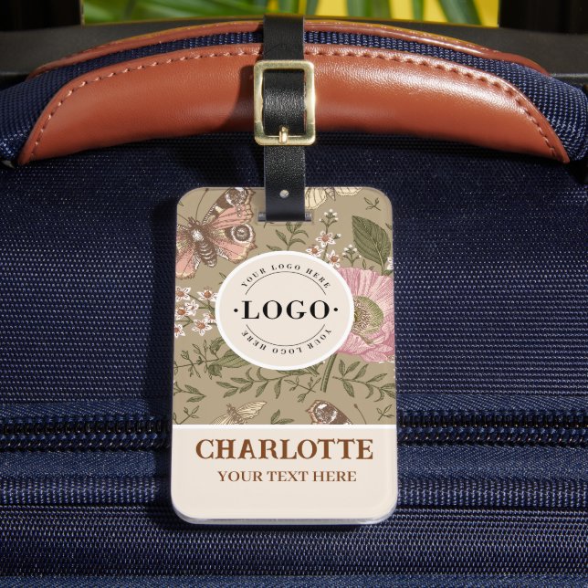 Étiquette À Bagage Monogramme floral botanique de fleurs sauvages à l (Insitu Rectoal 2)